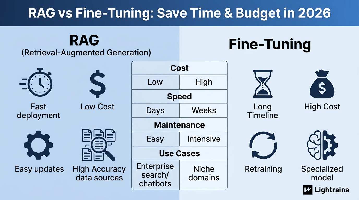 Compare RAG vs fine-tuning for enterprise AI
