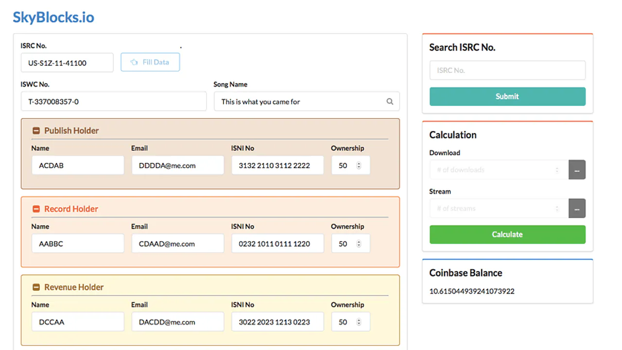 Music Royalties Calculator
