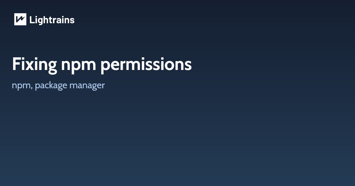 Fixing npm permissions